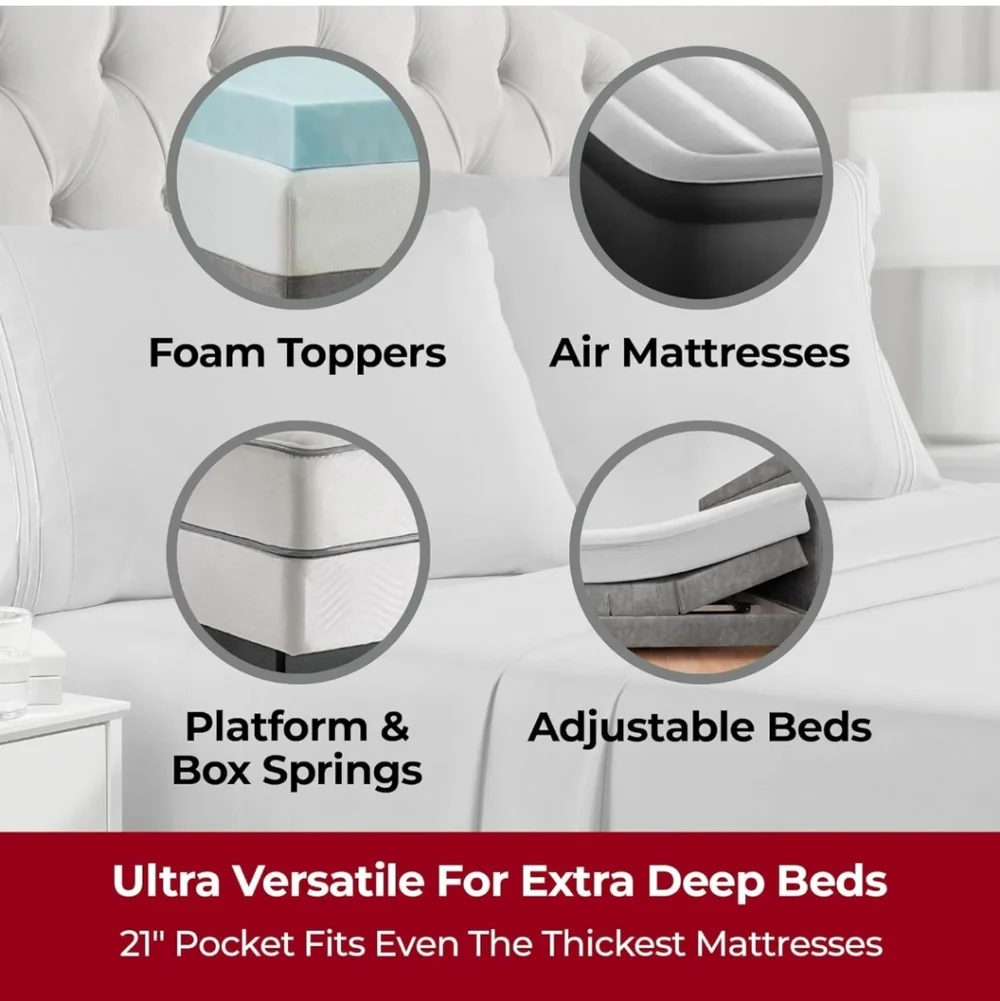 Mellanni Extra Deep Full Sheets - 4 PC Iconic Collection Bedding - Hotel Luxury,